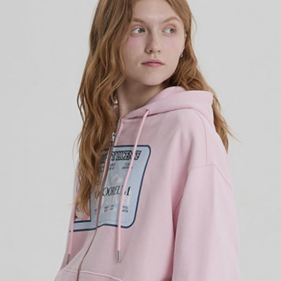 MALTESE GOOREUM NAMETAG HOODIE ZIP UP PINK