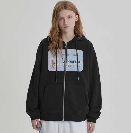 MALTESE GOOREUM NAMETAG HOODIE ZIP UP BLACK
