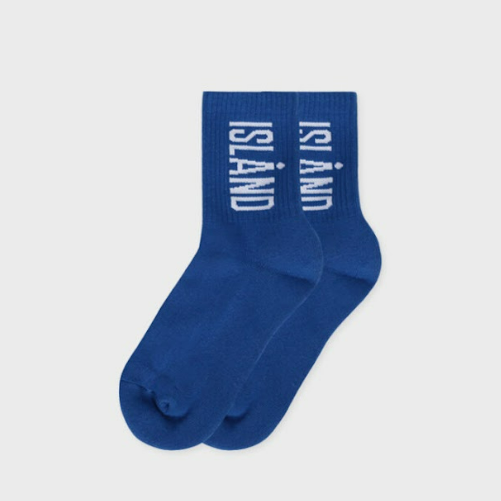 ALAND ISLAND LOGO JACQUARD SOCKS BLUE