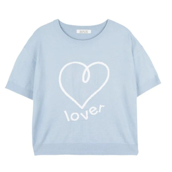 LOVER SWEAT HALF SLEEVE KNIT L/BLUE