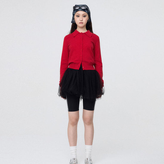 BUTTON DOWN CARDIGAN RED