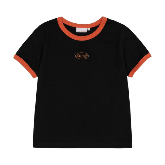 SYMBOL LOGO EMBROIDERED CROP TEE O BLACK