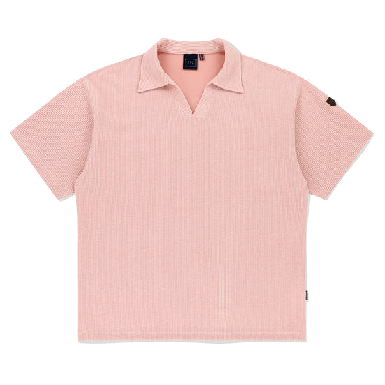 OPEN COLLAR POLO KNIT SHIRT PINK