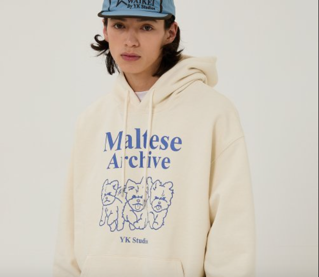 ★ Wai Kei★ Maltese Archive Line Graphic Hoodie Ivory YKBD BUY WAI KEI Hoodie MALTESE ARCHIVE LINE GRAPHIC HOOD IVORY