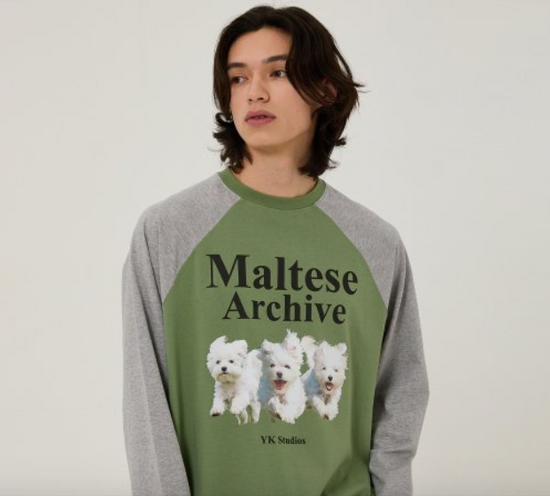 MALTESE ARCHIVE RAGLAN LONG SLEEVE TSHIRTS KHAKI