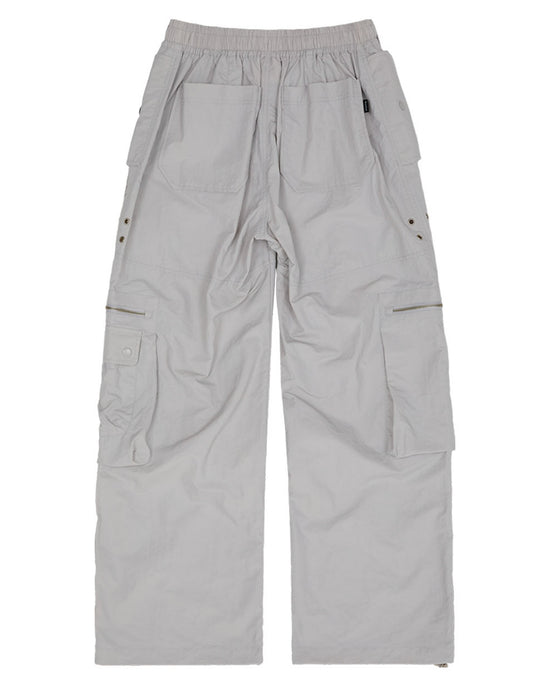 NYLON CARGO STRING PANTS GREY