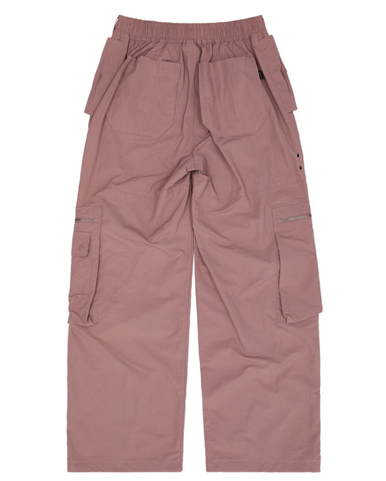 NYLON CARGO STRING PANTS DUST PINK