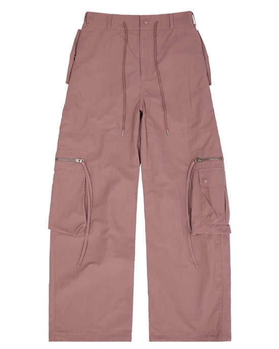 NYLON CARGO STRING PANTS DUST PINK