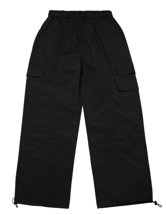 BANDING STRING CARGO PANTS  BLACK