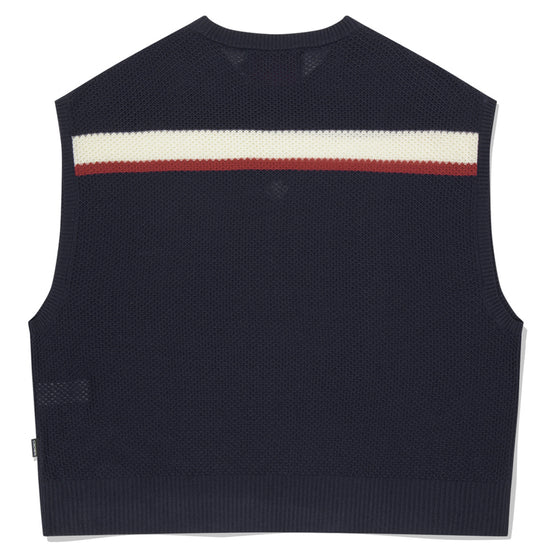 DOUBLE LINE WAFFLE KNIT VEST NAVY