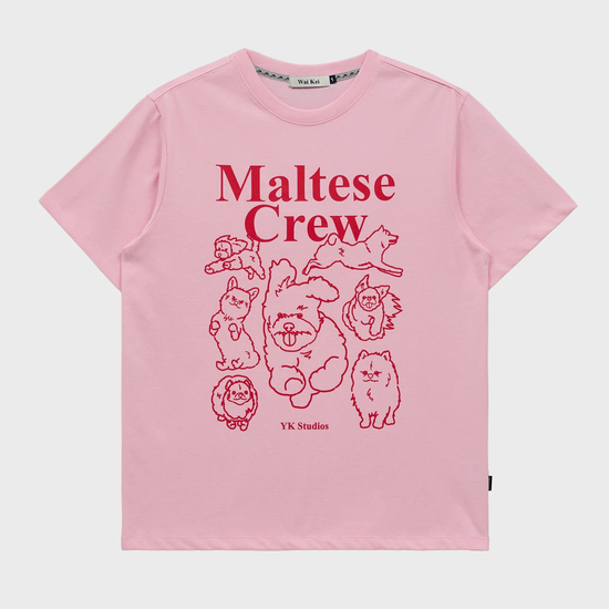 MALTESE CREW LINE GRAPHIC HALF SLEEVE T-SHIRT PINK