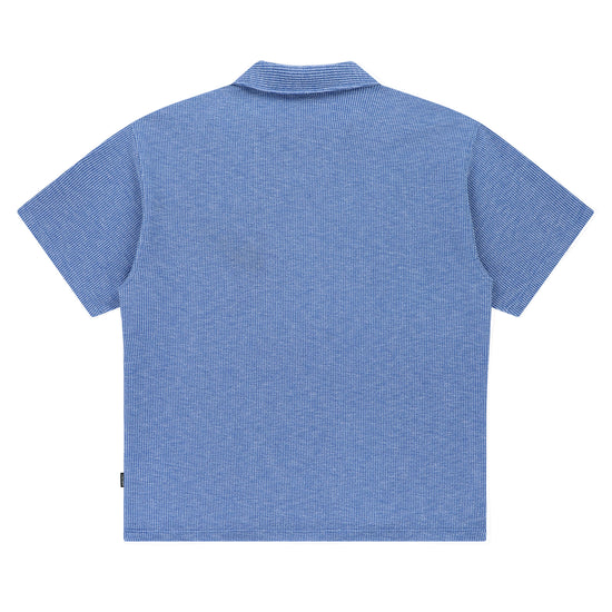 OPEN COLLAR POLO KNIT SHIRT BLUE