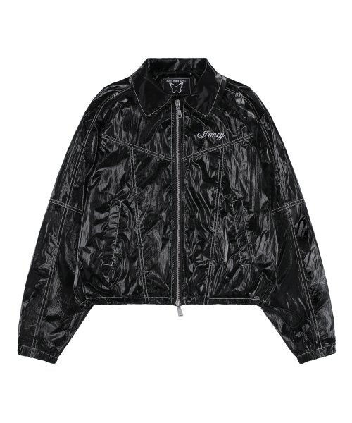 GLOSSY STITCH JACKET  BLACK