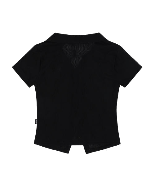 TILDA WAVE CROP SHIRTS  BLACK