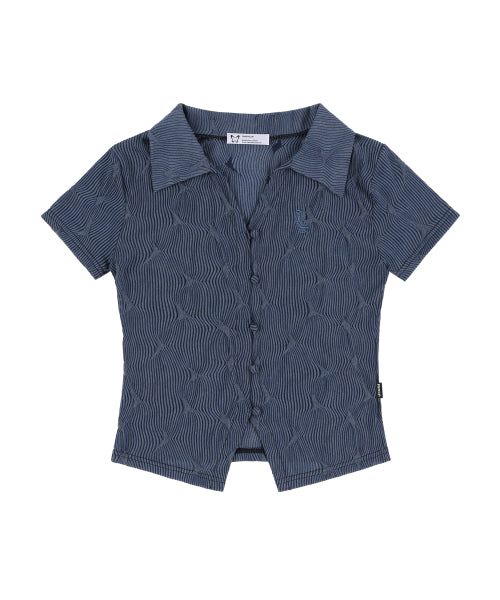 TILDA WAVE CROP SHIRTS  BLUE