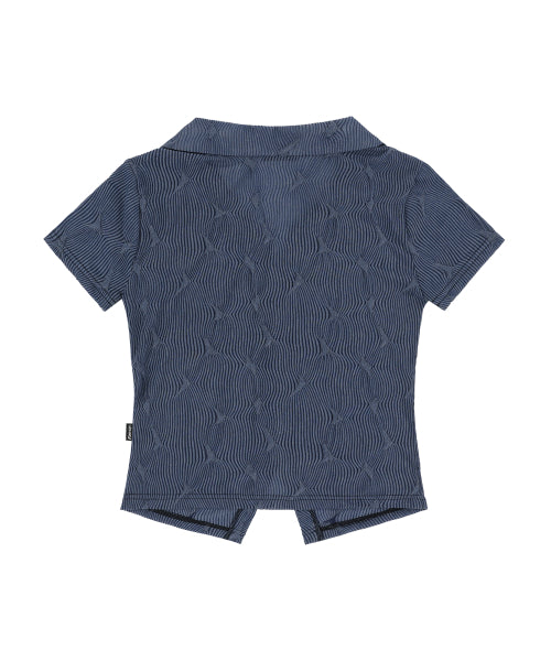 TILDA WAVE CROP SHIRTS  BLUE