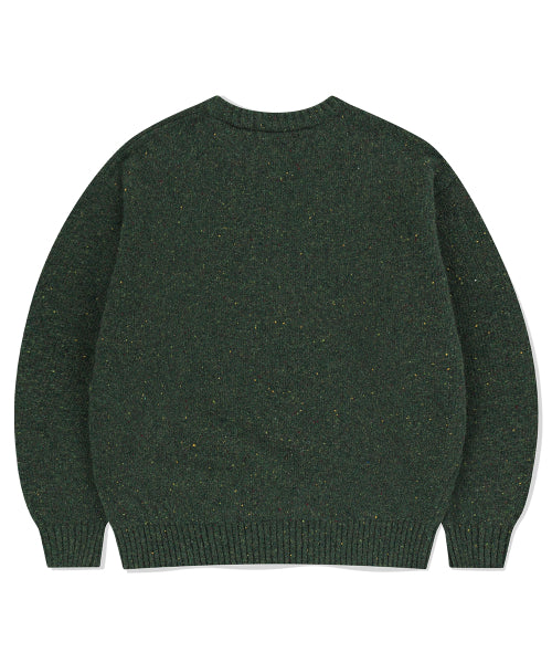 BASIC LOGO NEP KNIT SWEATER GREEN