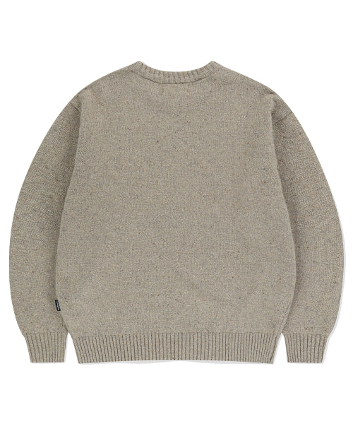 BASIC LOGO NEP KNIT SWEATER BEIGE