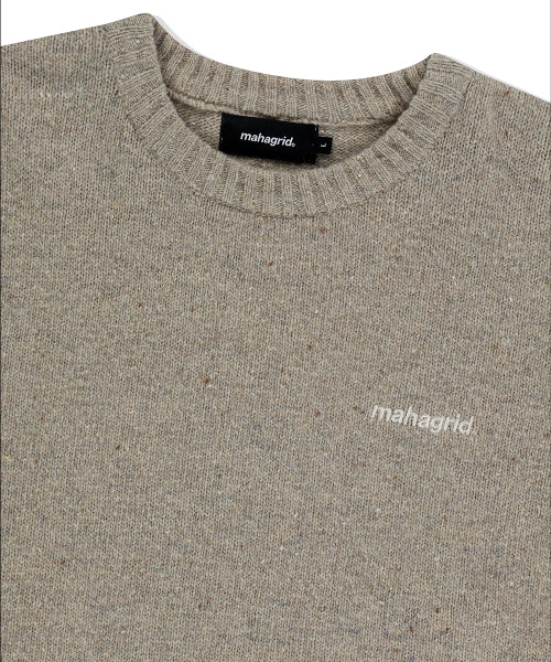 BASIC LOGO NEP KNIT SWEATER BEIGE