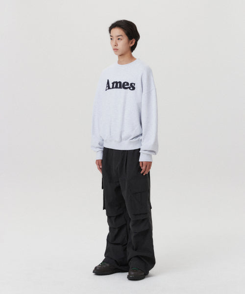 ★AMES-WORLDWIDE★BASIC LOGO SWEATSHIRT LIGHT GREY★正規品 BELI Knit AMES BASIC DENIM LOGO SWEATSHIRT LIGHT GREY