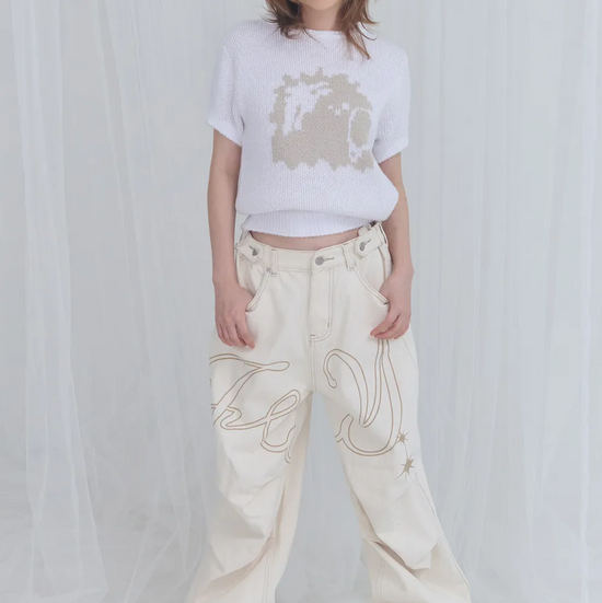 [FANCY X DUSTY] DUSTY SALON CROP KNIT IVORY