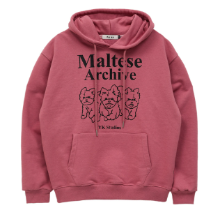 MALTESE ARCHIVE LINE GRAPHIC HOOD DUST PINK