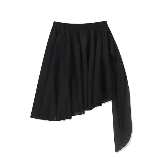 RIBBON FLARE SKIRT BLACK