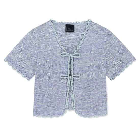 DOUBLE RIBBON LACE CARDIGAN SKY BLUE