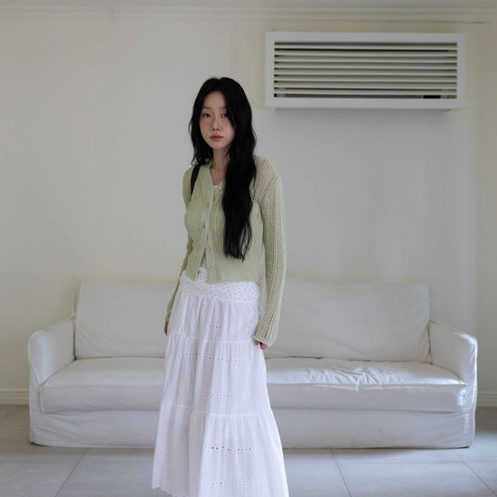 LULLABY BUTTON KNIT CARDIGAN LIGHT GREEN