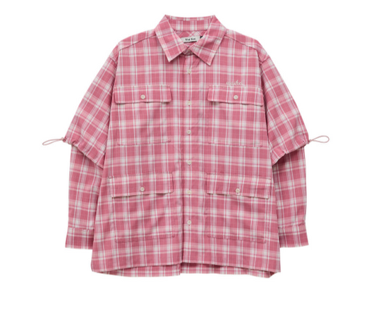 LAYERED CHECK SHIRTS PINK