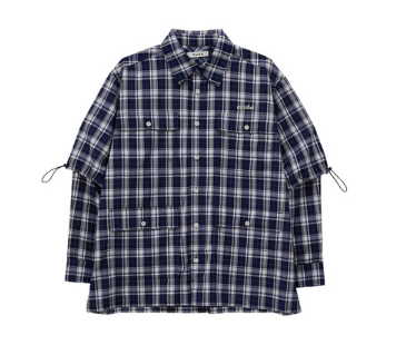 LAYERED CHECK SHIRTS NAVY