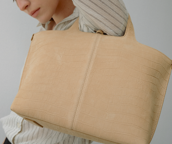 PANIER TOTE BAG NUBUCK PATTERN SAND