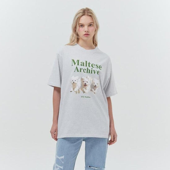 MALTESE ARCHIVE HALF SLEEVE TSHIRT MELANGE WHITE