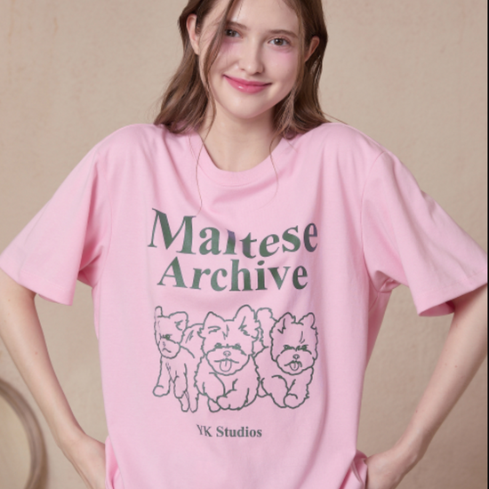 MALTESE ARCHIVE LINE GRAPHIC HALF SLEEVE T-SHIRT PINK