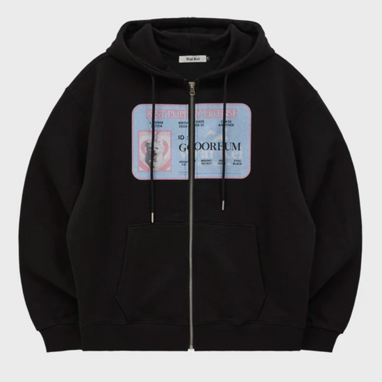 MALTESE GOOREUM NAMETAG HOODIE ZIP UP BLACK
