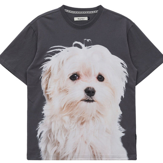 MALTESE FACE HALF SLEEVE TSHIRTS CHARCOAL
