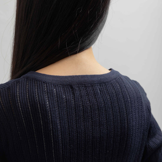 HEART BUTTON WOOL CARDIGAN NAVY