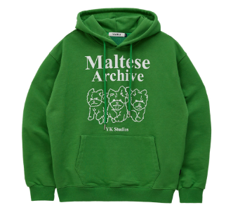 MALTESE ARCHIVE LINE GRAPHIC HOOD MOSS GREEN