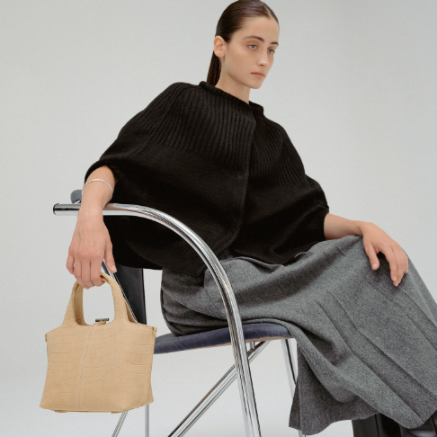 PANIER PETIT BAG NUBUCK PATTERN SAND