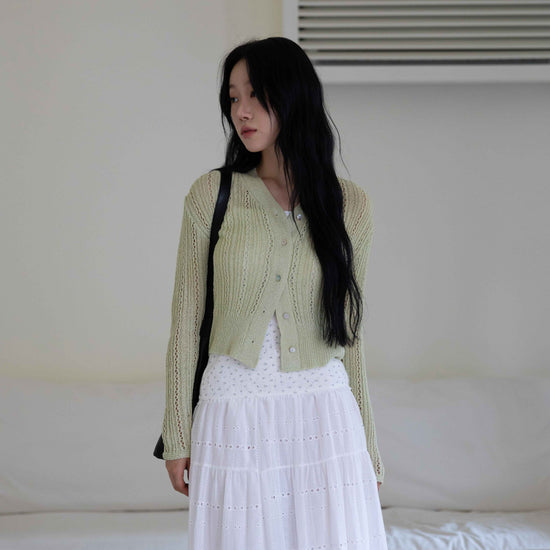LULLABY BUTTON KNIT CARDIGAN LIGHT GREEN