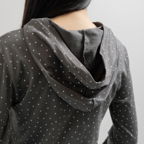 STELLA RUFFLE HOODIE T-SHIRT CHARCOAL