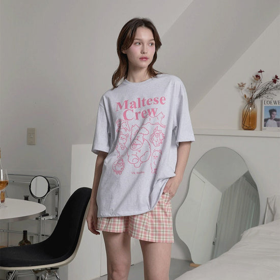 MALTESE CREW LINE GRAPHIC HALF SLEEVE T-SHIRT LIGHT GREY