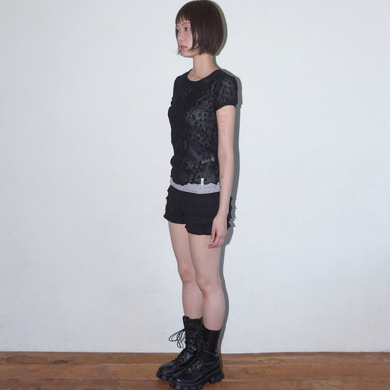 WAVE PUFF LACE TEE BLACK