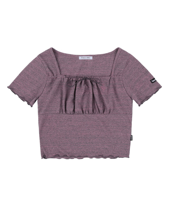 BUST SHIRRING CROP TEE PINK