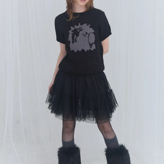 [FANCY X DUSTY] DUSTY SALON CROP KNIT BLACK