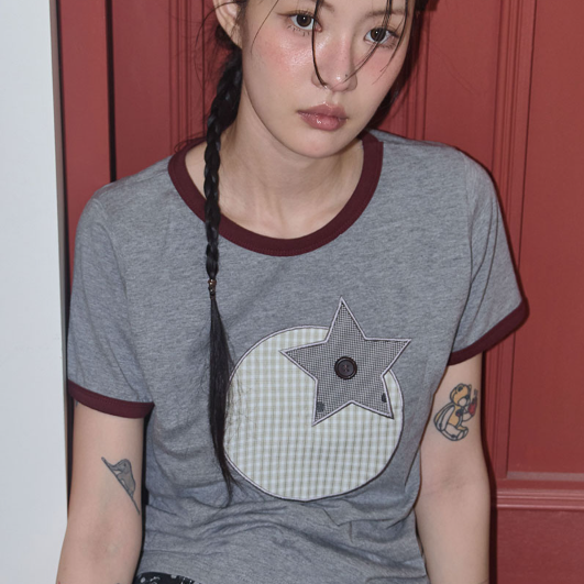 TOMATO PATCH RINGER TEE GREY