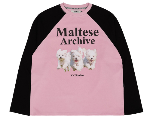 MALTESE ARCHIVE RAGLAN LONG SLEEVE TSHIRTS PINK