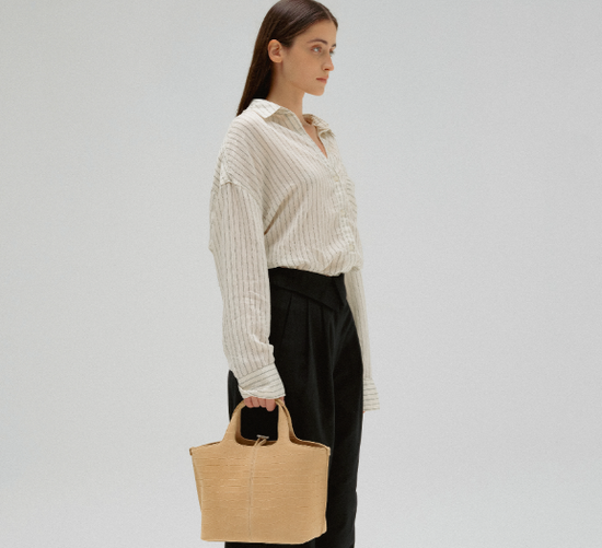 PANIER TOTE BAG NUBUCK PATTERN SAND