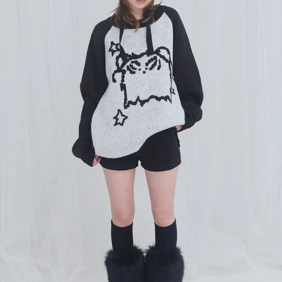 [FANCY X DUSTY] OVERFIT COLOR BLOCK PULLOVER KNIT BLACK